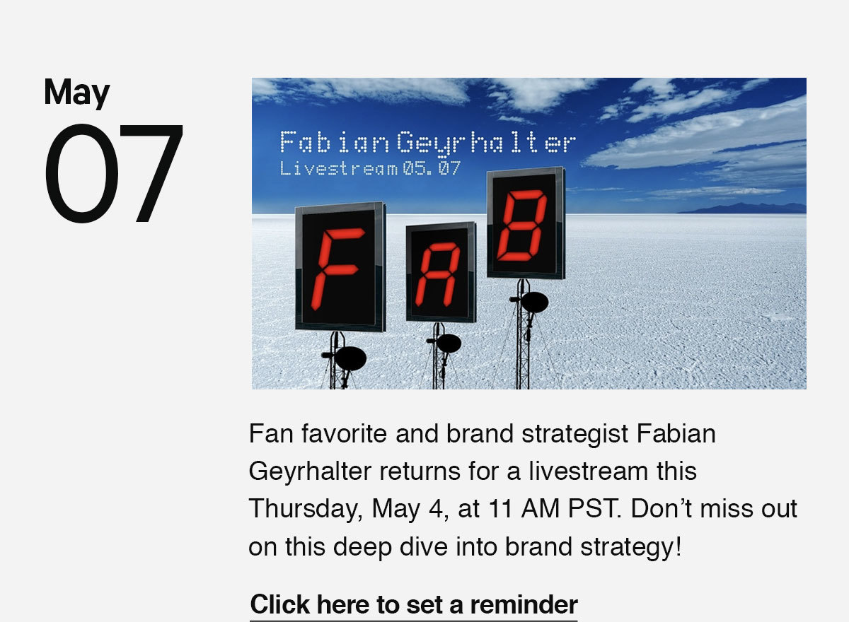 Click here to set a reminder for our next livestream with Fabian Geyrhalter.