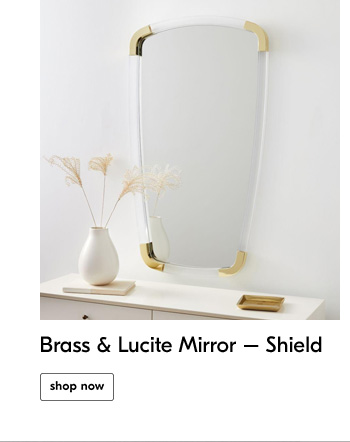 Brass & Lucite Mirror  Shield