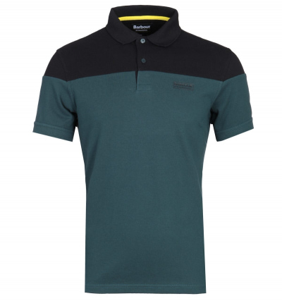 Barbour International Curve Two-Tone Sage Green & Black Polo Shirt
