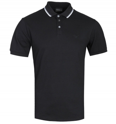 Emporio Armani Twin Tipped Black Polo Shirt