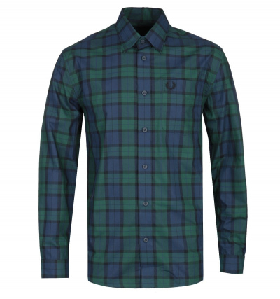 Fred Perry Button-Through Green Tartan Shirt