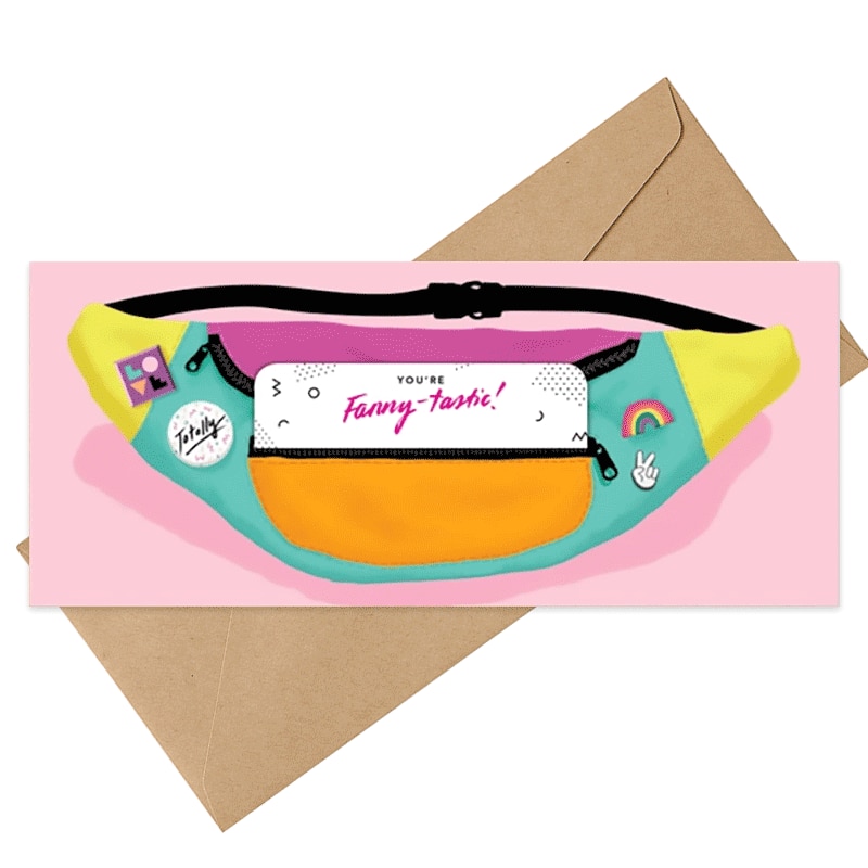 Image of 1980''s Retro Fanny Pack Greeting + Money Holder Card