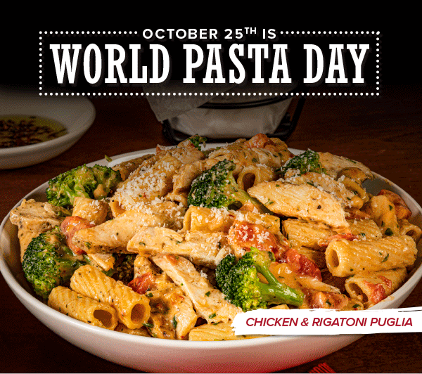 Celebrate National Pasta day with 50% off any pasta - today only