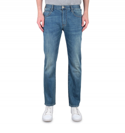 Emporio Armani J45 Regular Fit Mid Blue Wash Denim Jeans