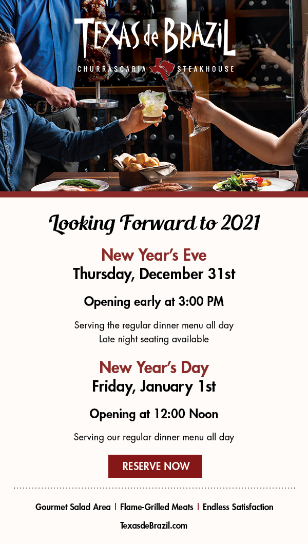 Opening at 3pm on NYE & Opening at noon NYD