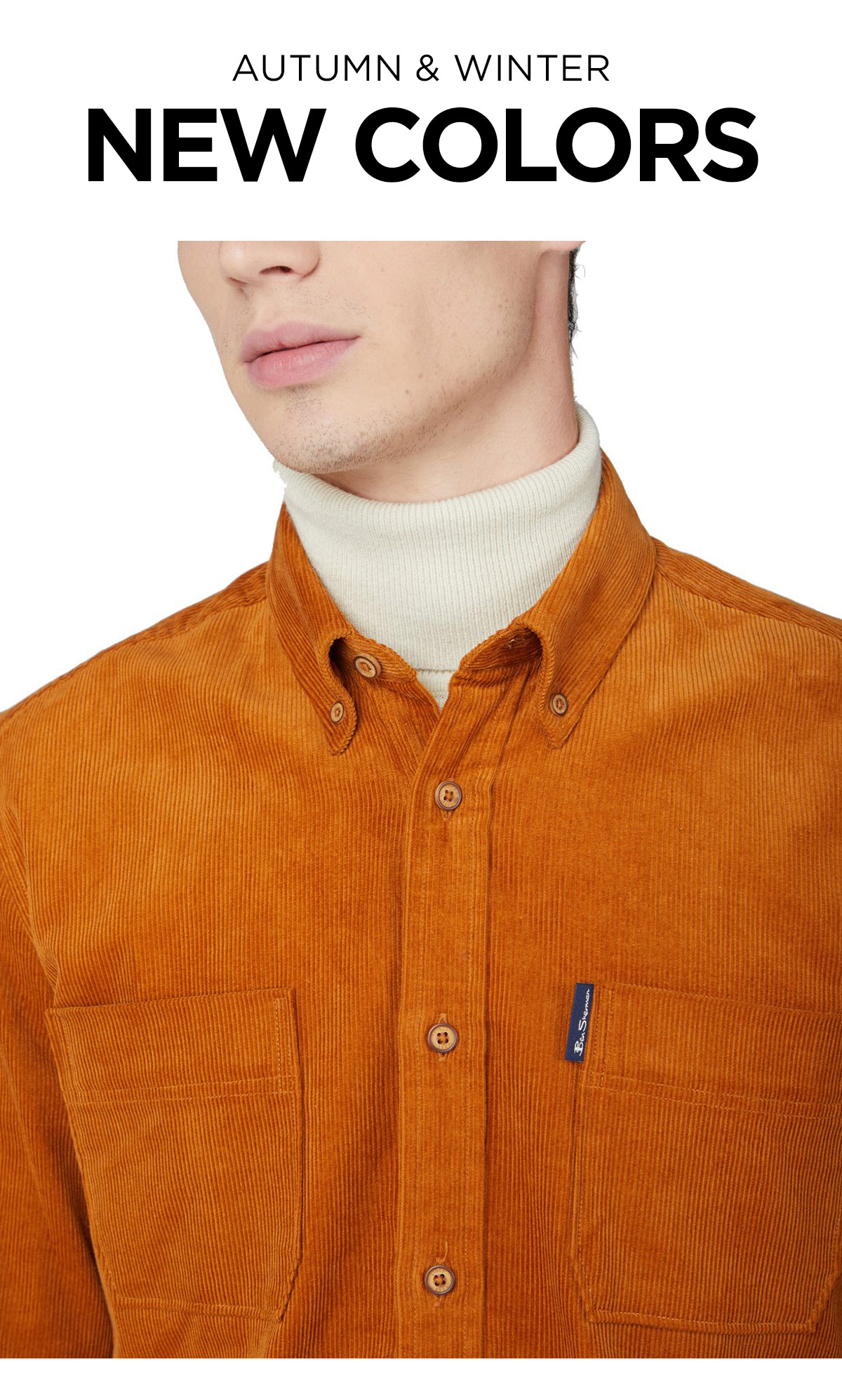 Autumn & Winter | New Colors | photo of an orange cord shirt | Shop Now
