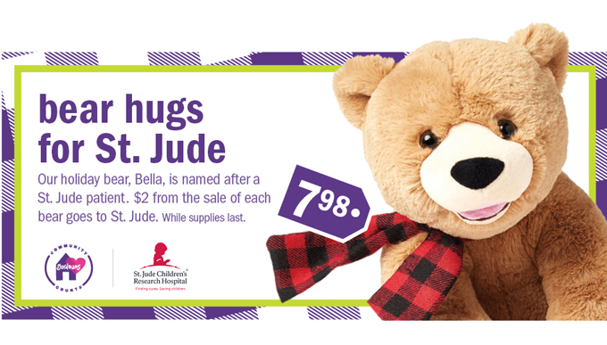 Bear hugs for st. jude
