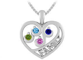 Family Color Stone Heart Necklace