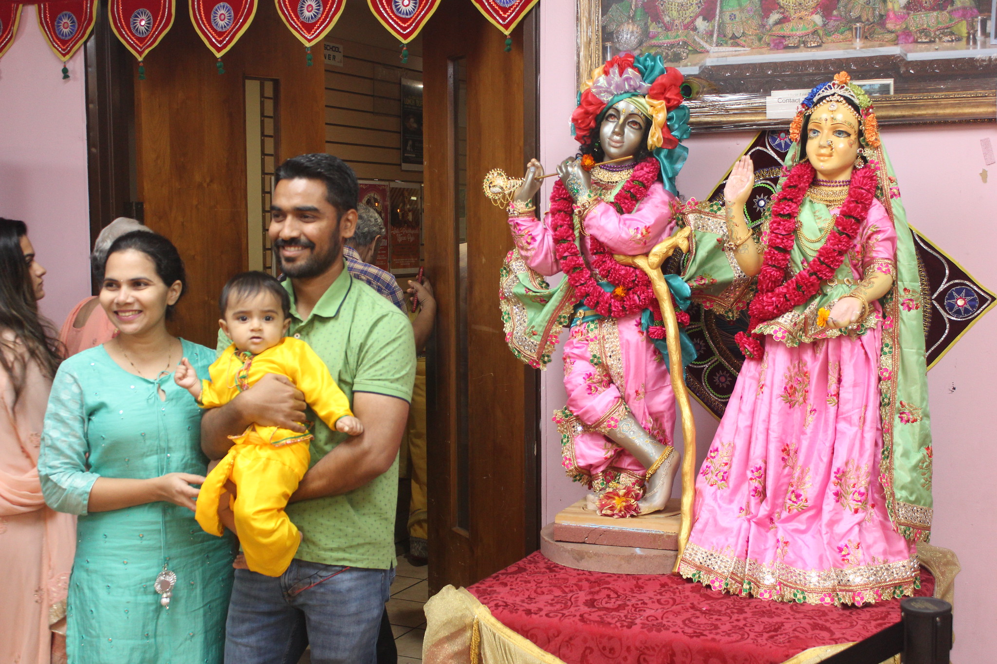 A family in New Jersey celebrates the Hindu festival of Janmashtami.