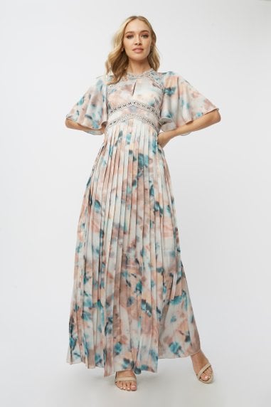 Mishka Agate-Print Pleated Maxi Dress