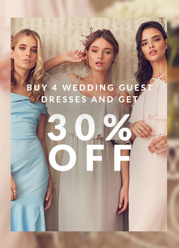 buy 4 wedding guest dresses and get 30% off