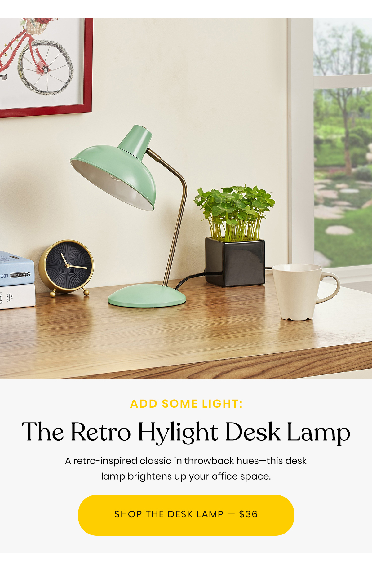 Add Some Light: The Retro Hylight Desk Lamp | A retro-inspired classic in throwback hues - this desk lamp brightens up your office space. | Shop The Desk Lamp - $36