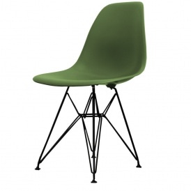 Style Eiffel Emerald Green Plastic Retro Side Chair - Black Legs