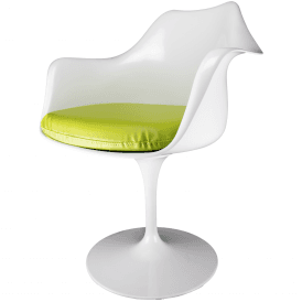 White and Green PU Tulip Style Armchair