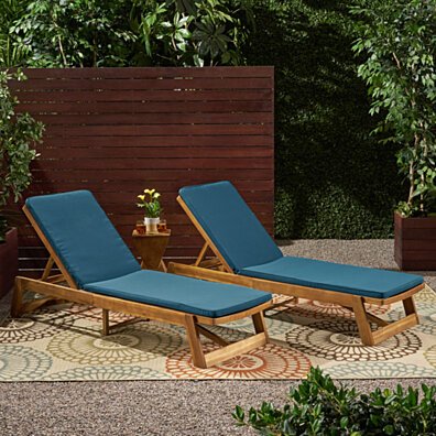 Belinda Outdoor Fabric Chaise Lounge Cushion (Set of 2)