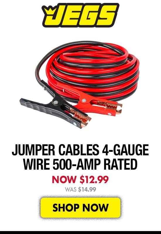 Jumper Cables 4-Gauge Wire 500-Amp Rated - Now $12.99 Was $14.99