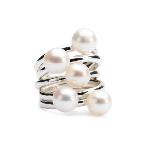 Stack of White Pearl Rings