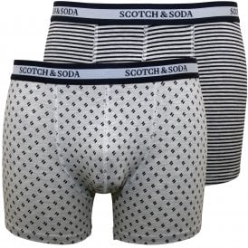 2-Pack Stripe and Geometric Print Boxer Briefs, Grey/navy
