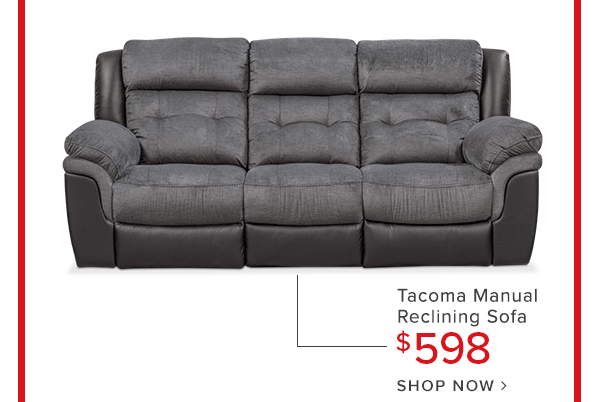 tacoma manual reclining sofa $598 shop now
