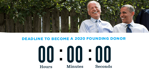 The deadline to become a 2020 Founding Donor is midnight.