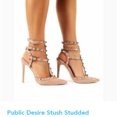 Public Desire Stush Studded Heeled Court Shoes In Blush-beige - Size 3 UK
