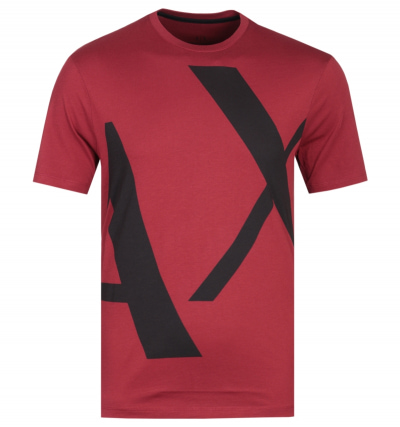 Armani Exchange AX Big Logo Burgundy T-Shirt