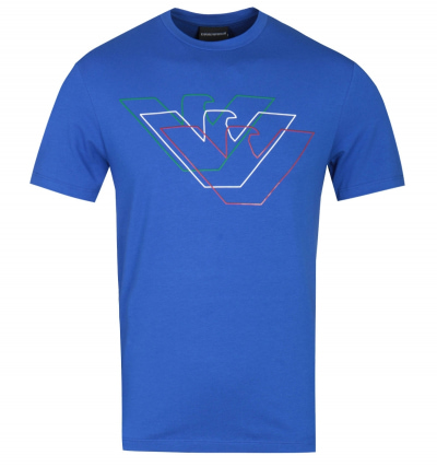 Emporio Armani Tri-Tone Eagle Logo Electric Blue T-Shirt