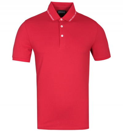 Emporio Armani Branded Collar Red Polo Shirt