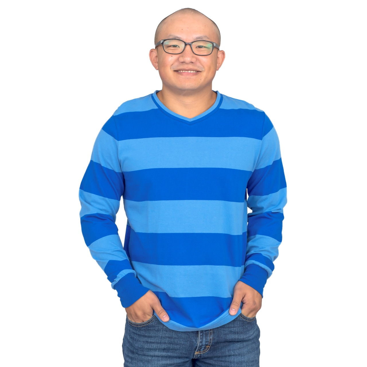 Image of Blue and Detective Halloween Costume Blue Striped Shirt