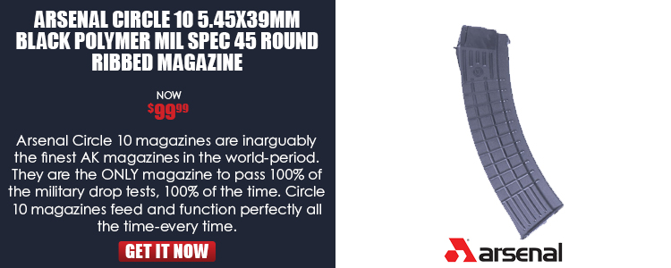 Arsenal Circle 10 5.45x39mm Black Polymer Mil Spec 45 Round Ribbed Magazine