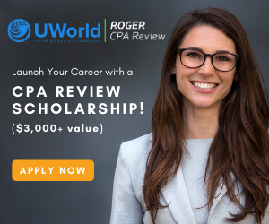 UWorld Roger CPA Review. Launch your career with a CPA Review Scholarship! ($3,000+ value.) Apply now!