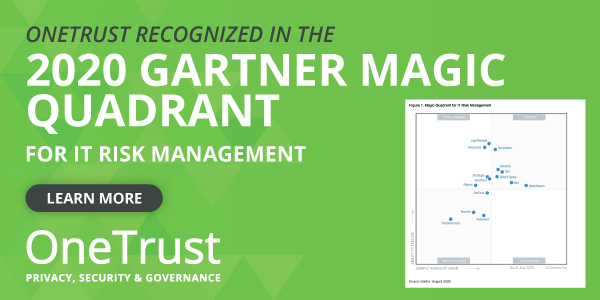 OneTrust Recognized in the 2020 Gartner Magic Quadrant for IT Risk Management
