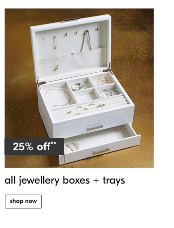 all jewellery boxes + trays