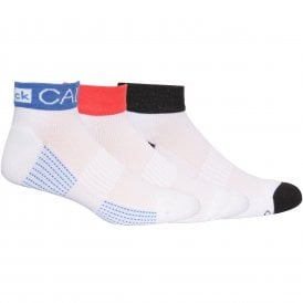 3-Pack Logo Band Quarter Sports Socks, White