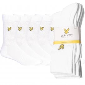 5-Pack Golden Eagle Logo Sports Socks, White