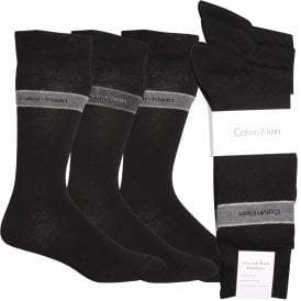 3-Pack Logo Band Bamboo Socks, Black
