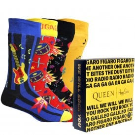 Queen 4-Pack Socks Gift Box, Red/Black/Yellow/Blue