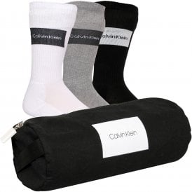 3-Pack Logo Patch Socks Gift Bag, Black/White/Grey
