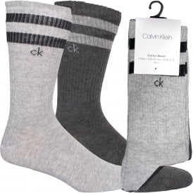 2-Pack Stripes Casual Sports Socks, Grey Combo