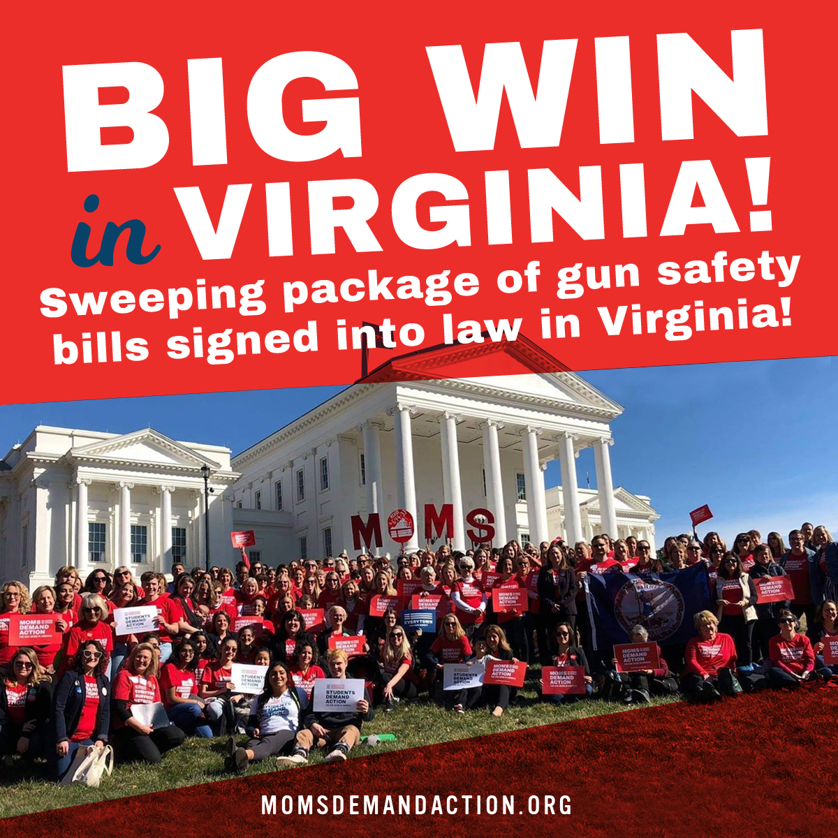 Big win in Virginia! The Governor has signed a sweeping package of gun safety bills into law!