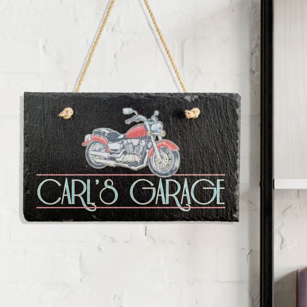 Personalized Garage Sign with Motorcycle