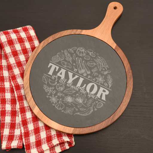 Personalized Slate and wood Cutting board