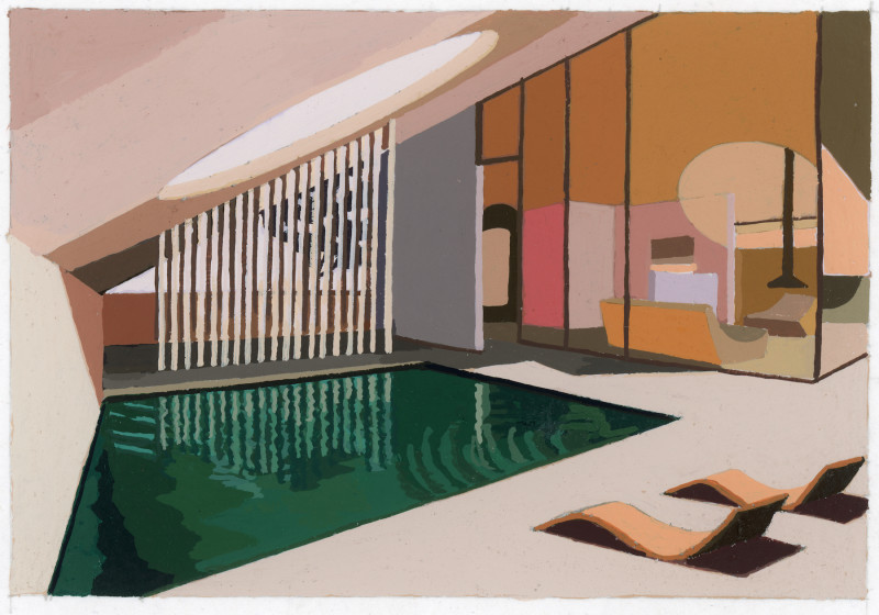 <strong>Andy Burgess, </strong><em>Desert Villa Retreat</em>, 2020. Gouache on Watercolour Paper.