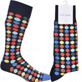 Coloured Polka Dot Socks, Navy