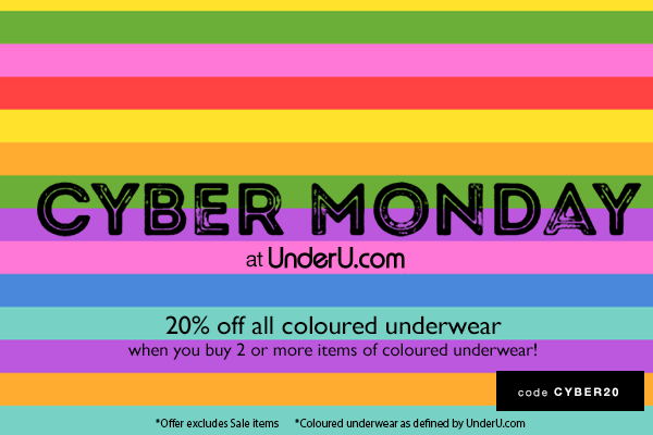 20% off all COLOURED Underwear today