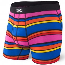 SAXX Daytripper Sportcore Stripes Fly Boxer Brief, Blue/pink