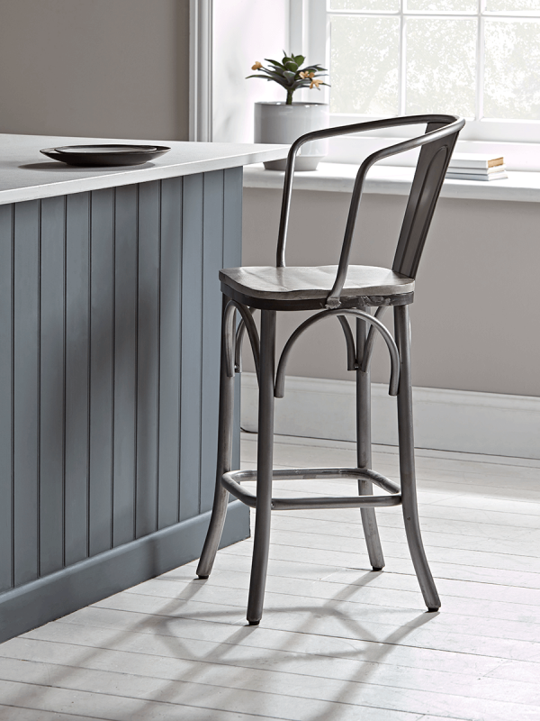 Zinc Curved Back Counter Stool