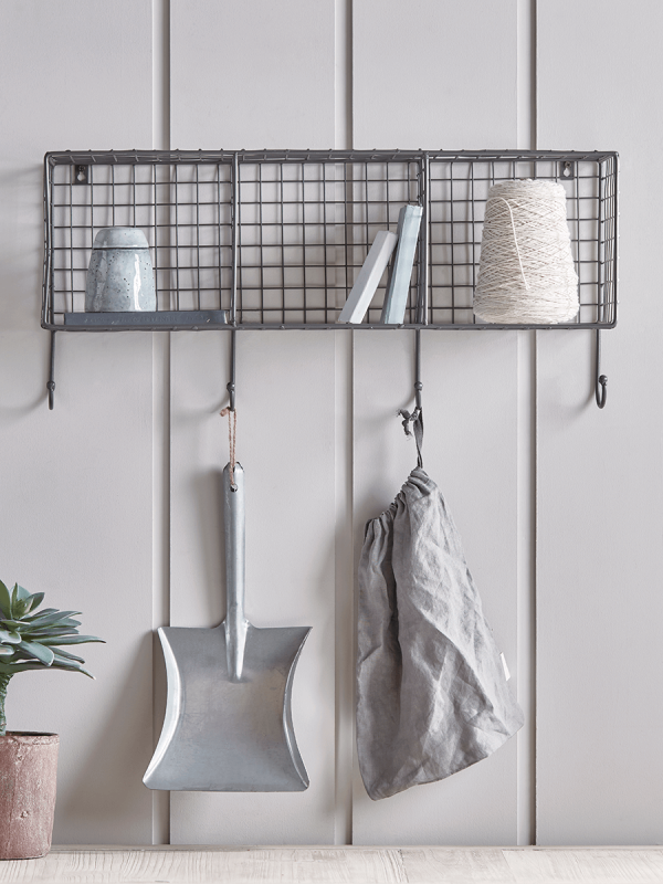 Open Wire Shelf Rack with Hooks