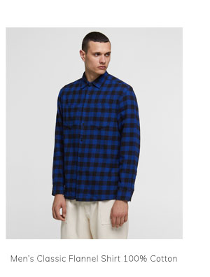 Men’s Classic Flannel Shirt 100% Cotton 
