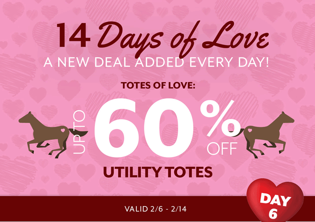 14 Days of Love - a new deal added every day. Today's lovely deal is on totes and bags.